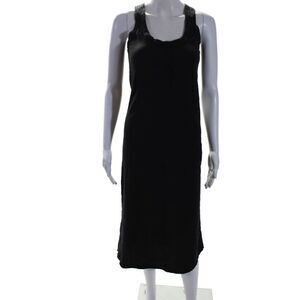 Leallo Womes Round Neck Sleeveless Button Up Racerback Maxi Dress Gray Size XS